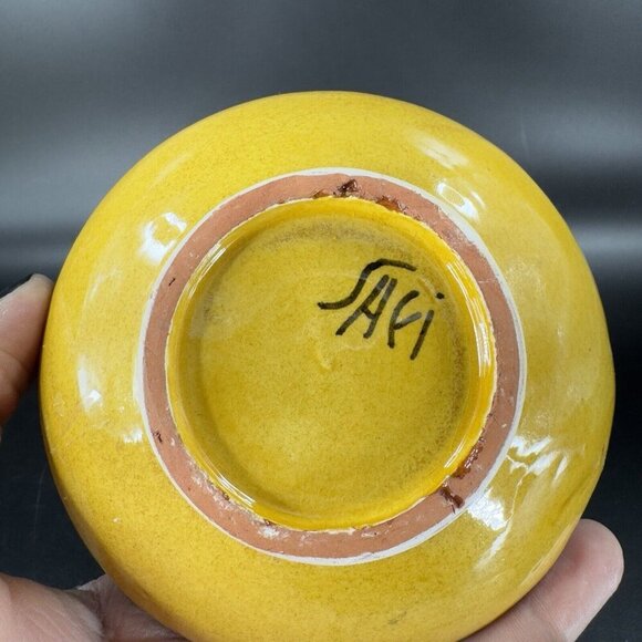 Vintage Earthenware Pottery Trinket Dish W Lid Sugar Bowl Signed Safi Hand Glaze - Picture 5 of 14